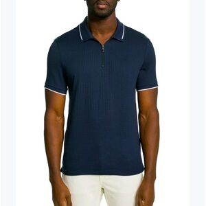 Ted Baker Durdle texture blue polo with white trim size 4